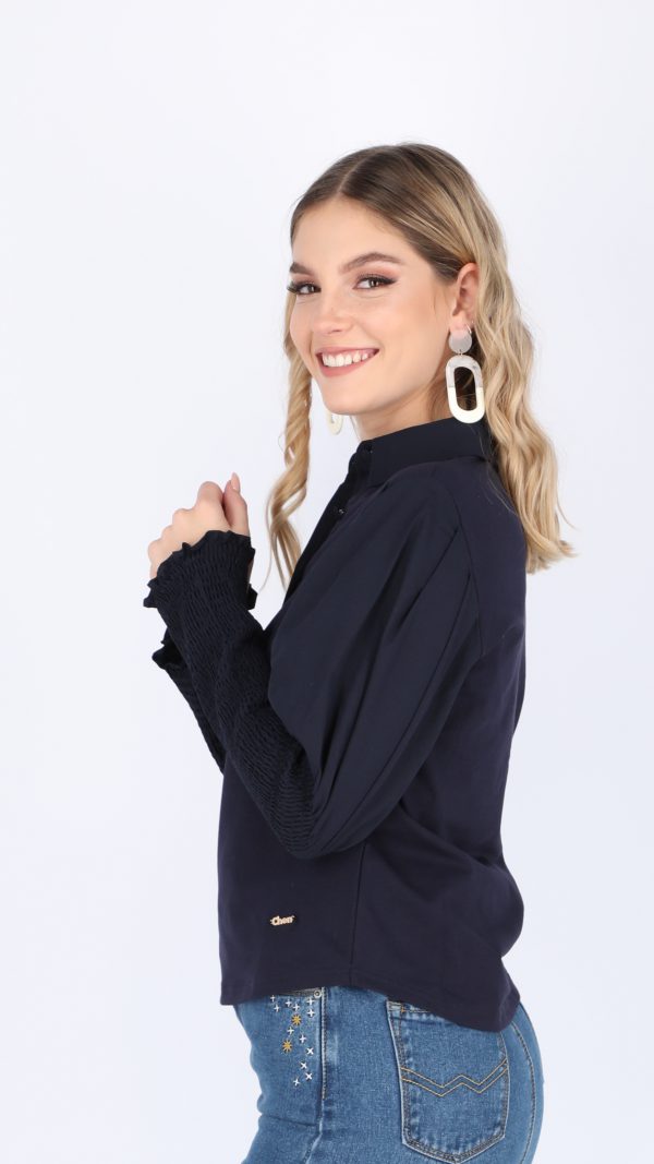⁦חולצת אמיל נייבי⁩ – תמונה ⁦3⁩