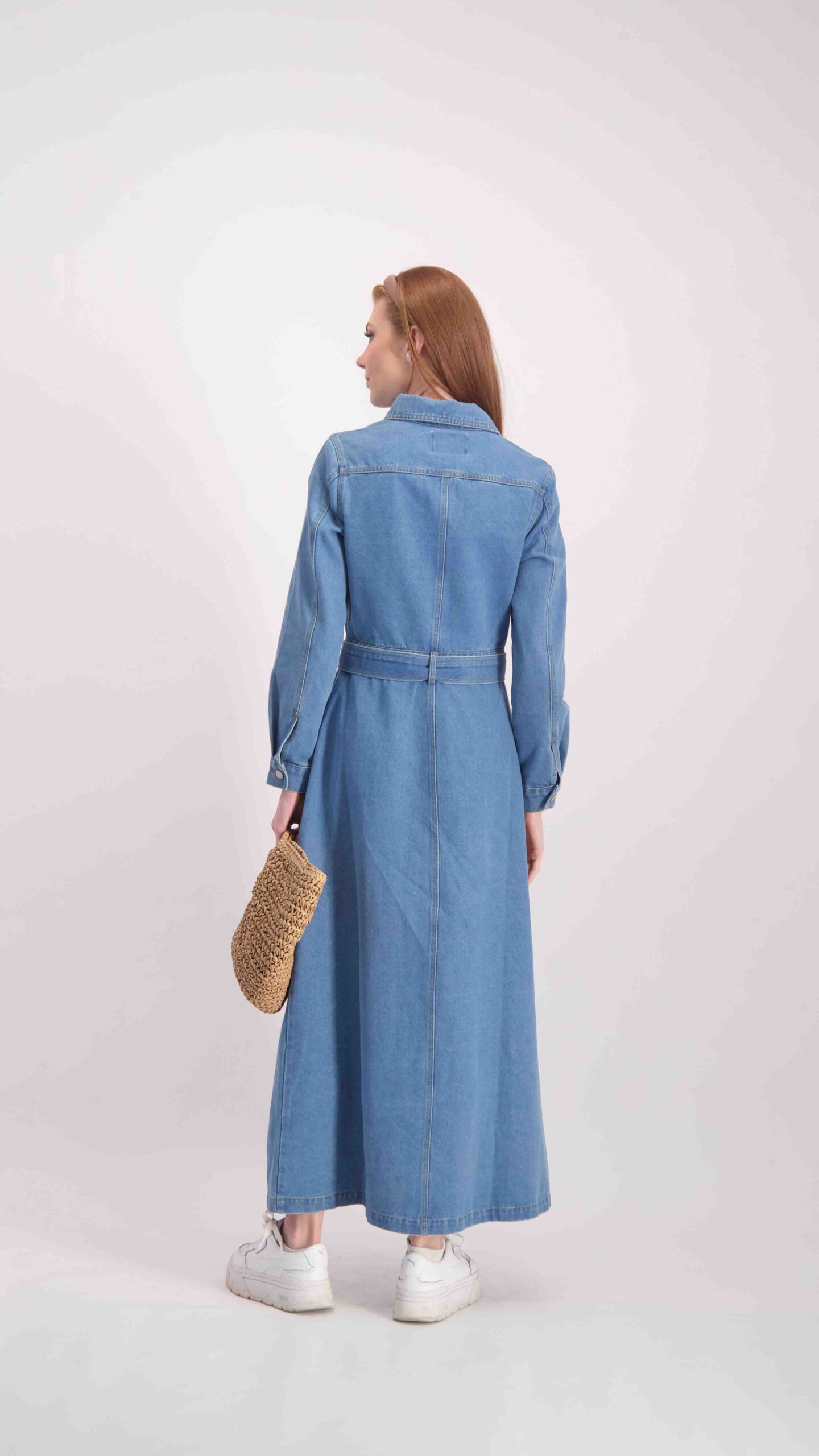 שמלת סתיו מקסי כחול – תמונה 4