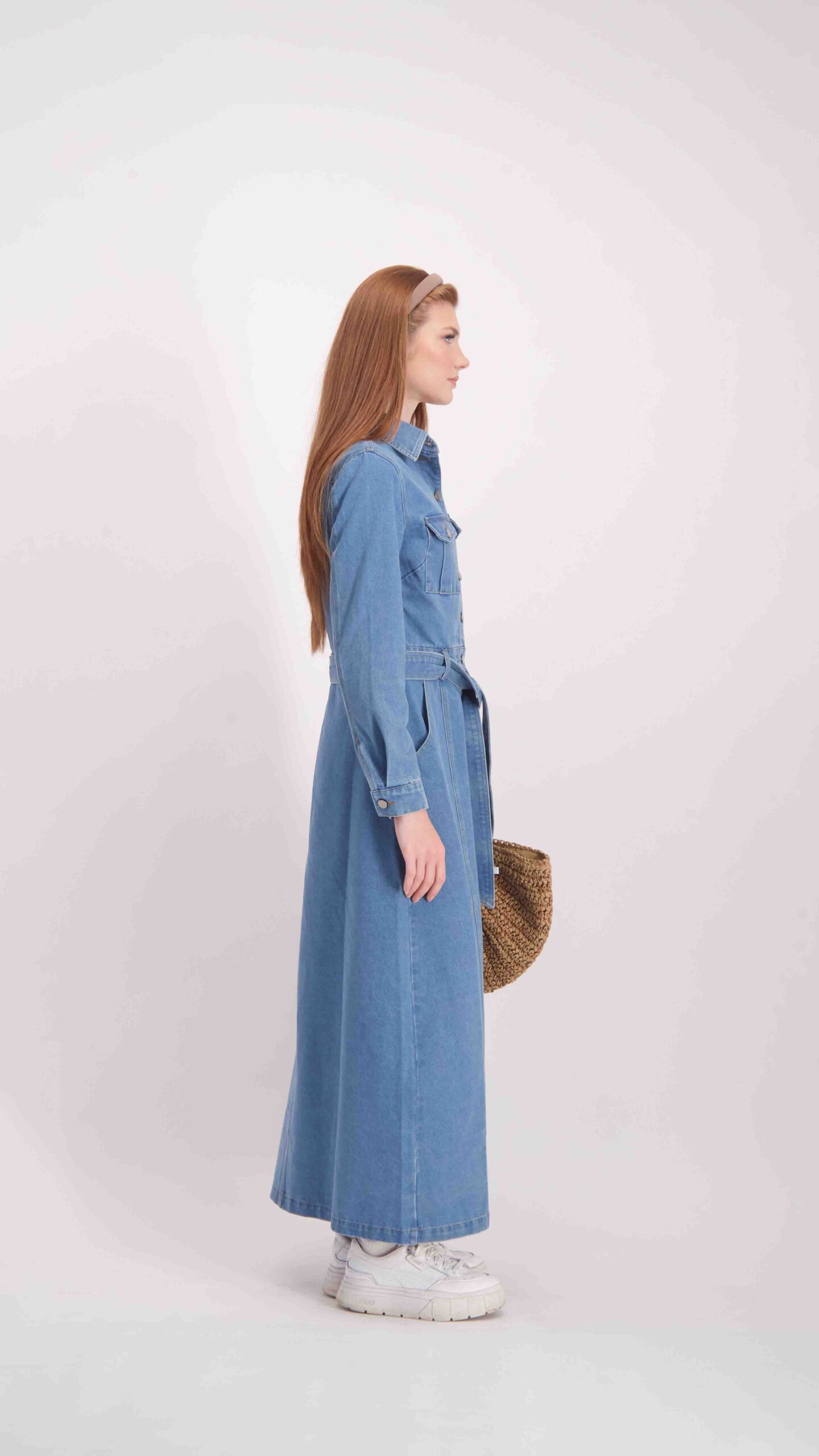 שמלת סתיו מקסי כחול – תמונה 3