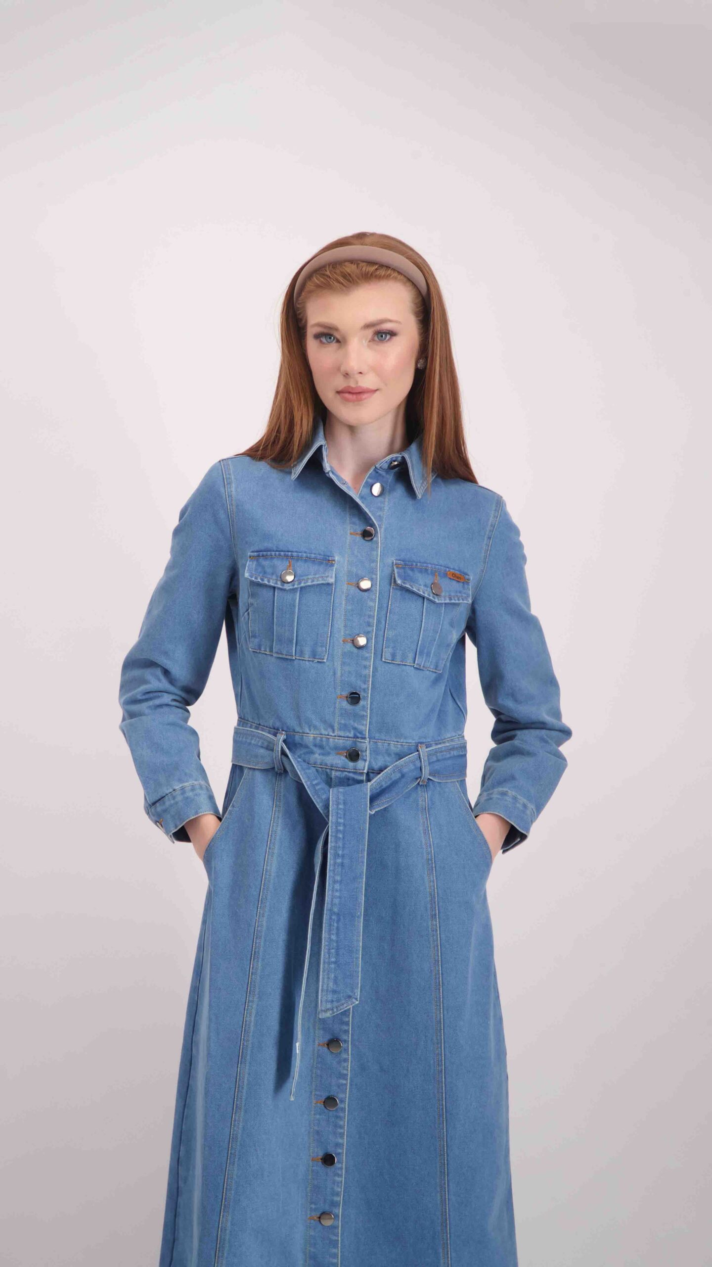 שמלת סתיו מקסי כחול