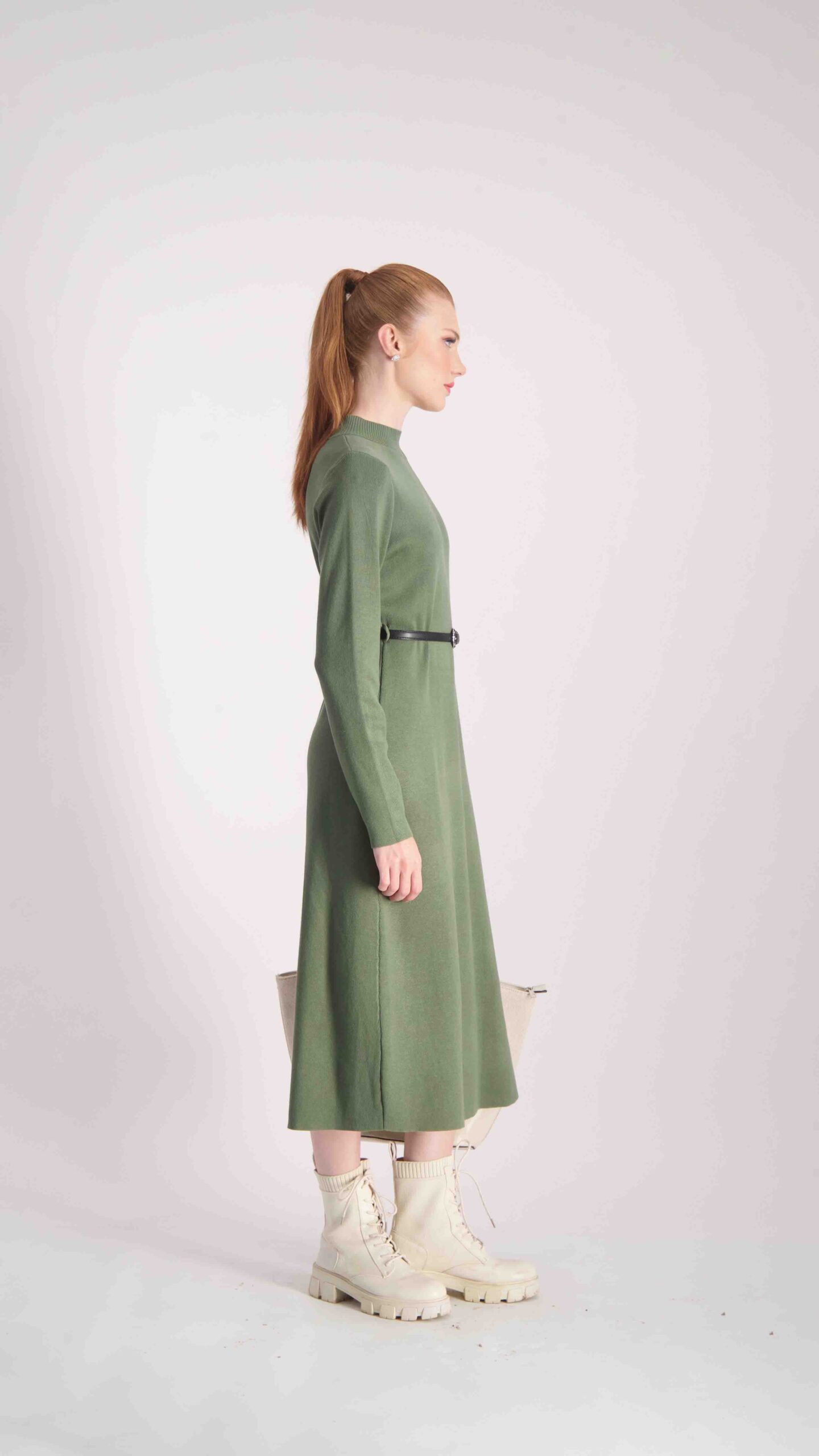 שמלת אלן ירוק זית – תמונה 3