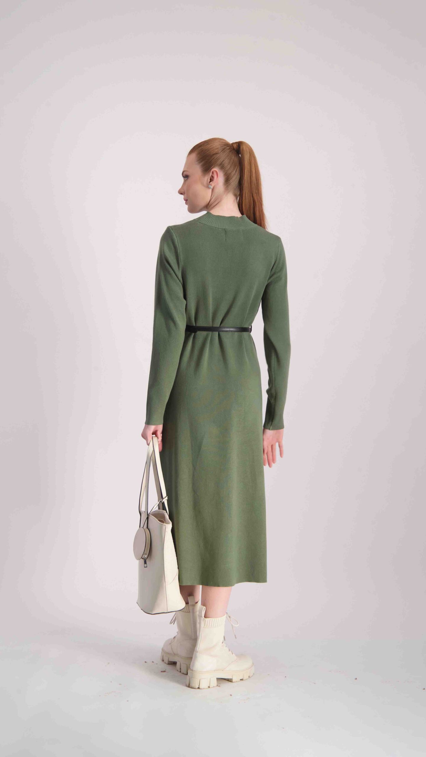 שמלת אלן ירוק זית – תמונה 4