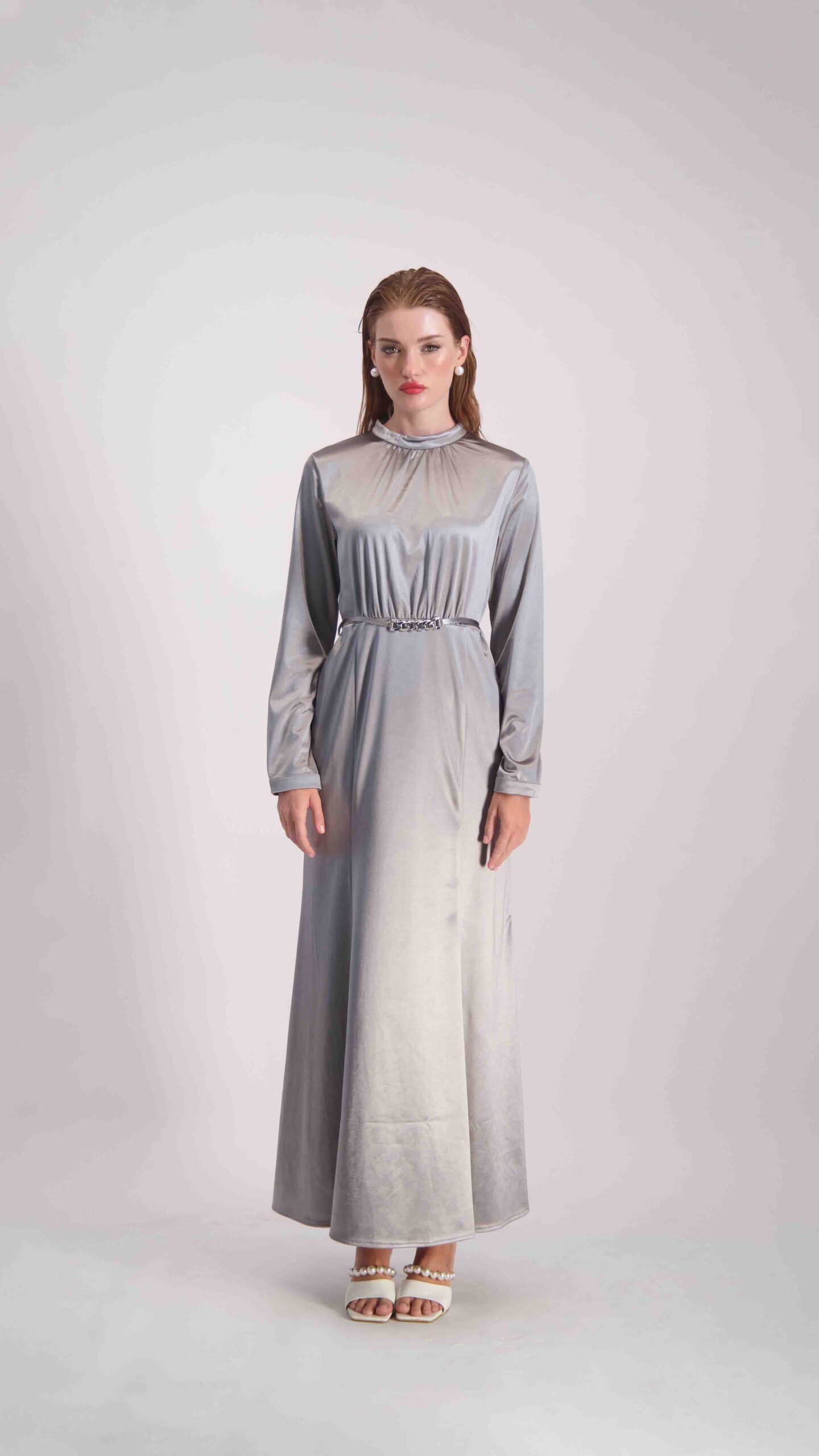 שמלת אדל מקסי כסף – תמונה 3