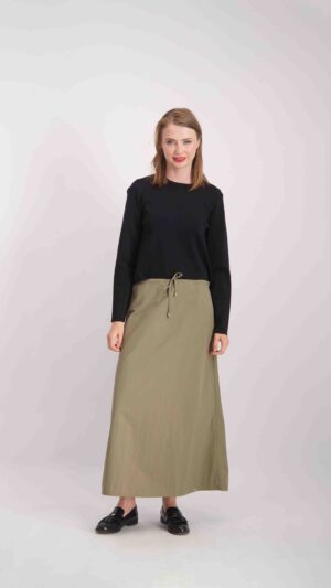 חצאית אור ירוק זית