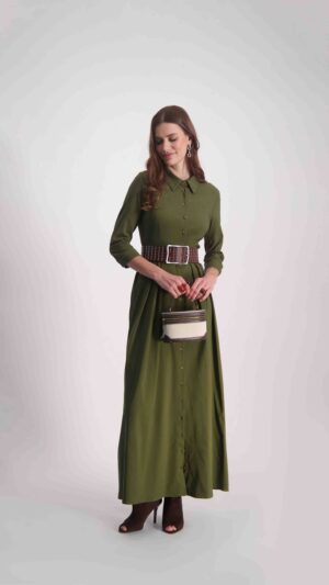 שמלת אילי ירוק זית