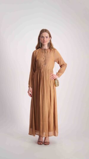 שמלת ניקול מקסי שמפניה